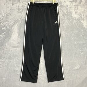 Adidas Pants Men Large Black White Stripes Track Prime Green Athletic Knit